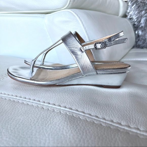 Splendid silver leather wedge sandals - Picture 3 of 7